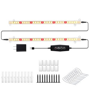 iMountek "LED Plant Grow Light Strips, Full Spectrum, 60 LEDs, 4/8/12H Timer, 5 Brightness Levels, 2 Bars"White - 1 of 4