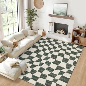 Washable Rug Modern Abstract Checkered Rug Non Slip Backing - 1 of 4