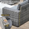 XIZZI 9-Piece Wicker Outdoor Patio Fire Pit Sectional Sofa Set with Cushions, All Weather Conversation Couch Set and Swivel Rocking Chairs - 4 of 4