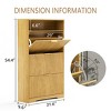 AENKYO Tall Shoe Cabinet with 3 Flip-Door Drawers - Modern Shoe Storage Organizer with Adjustable Shelf, Countertop, Walnut Finish - 3 of 4