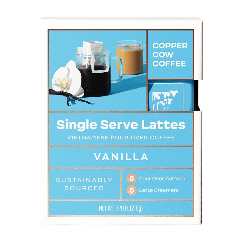 Copper Cow Vanilla Dark Roast Latte Pour Over Kit - 7.4oz, 3 of 9