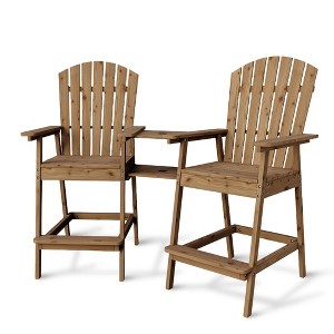 2Pcs Patio Tall Adirondack Chairs Bar Chairs, Outdoor Adirondack Barstools with Connecting Tray, Bar Stool Chair with High Back - 1 of 4