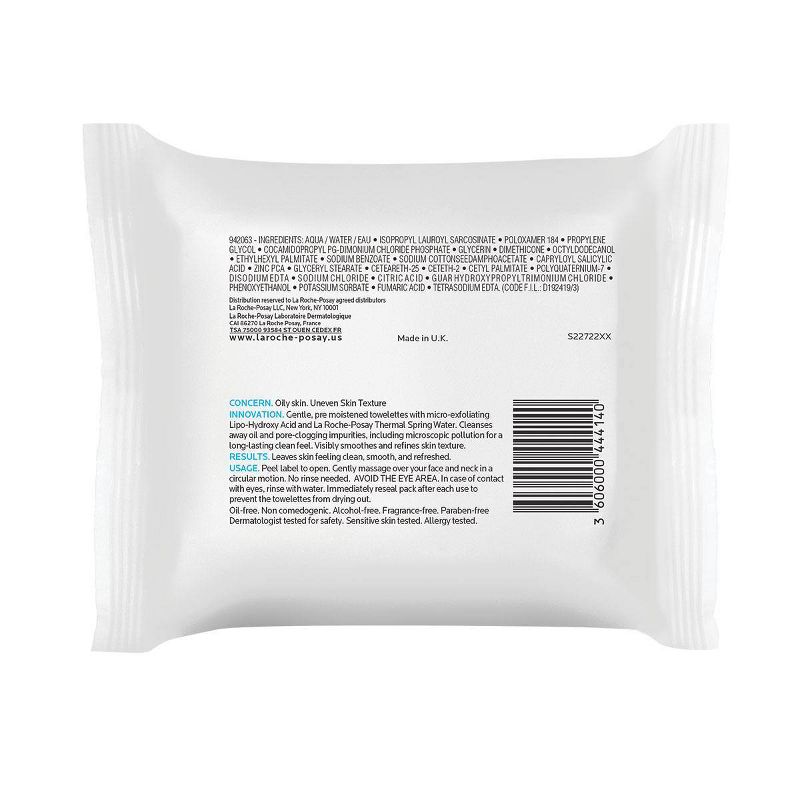 La Roche Posay Effaclar Clarifying Oil-Free Cleansing Towelettes for Oily Skin Face Wipes - Unscented - 25ct, 3 of 6