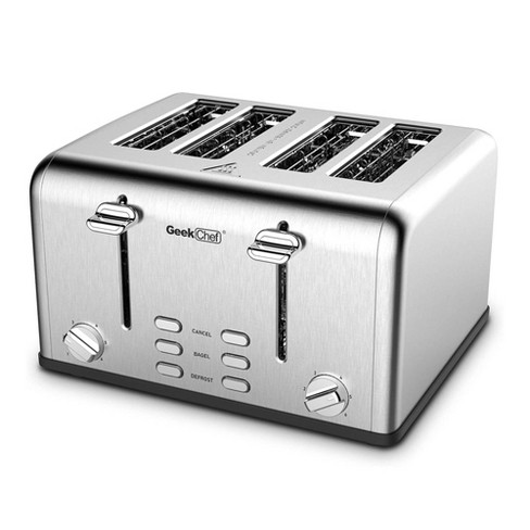 Geek Chef Stainless Steel Extra-Wide Slot Toaster with Dual Con Toaster 4 Slice 