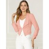 INSPIRE CHIC Women's Regular Fit Notched Lapel Ruched Sleeve Business Crop Blazer - 2 of 4