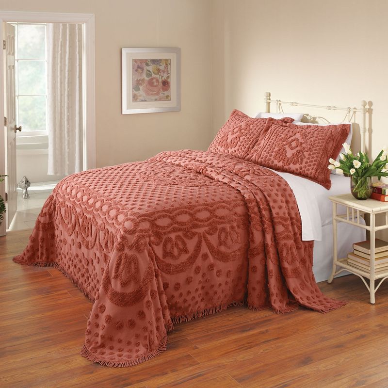 Bedding Lightweight All Season Georgia Chenille Bedspread Ultra-Soft 100% Cotton with Medallion Pattern, 1 of 2