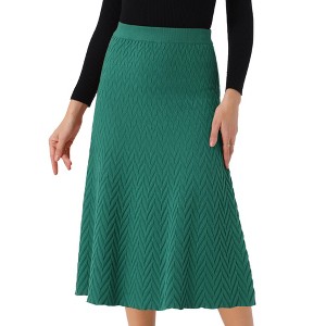 INSPIRE CHIC Women's Elastic High Waist A-Line Ribbed Knit Sweater Skirt - 1 of 4