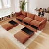 VASIP Modular Sectional Sofa with Ottoman& Storage Drawers, L-Shaped 3-Seate Features Crescent Armrests & Wraparound Cushions for Living Room,Orange - 2 of 4