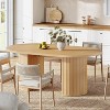 Tribesigns 63" Dining Table for 4-6, Oval Dining Room Dinner Table for Kitchen, Living Room, Sturdy Wood Stripped Base, Oak - 4 of 4