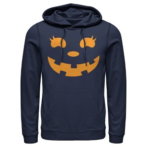 Men's CHIN UP Halloween Jack o' Lantern Face Pull Over Hoodie - 1 of 4