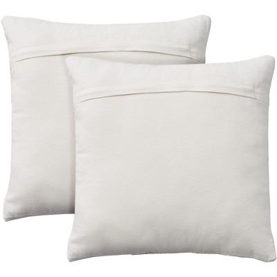 Mina Victory White Cotton Knitted 18"x18" Throw Pillow Set