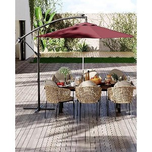 10Ft Offset Hanging Market Patio Umbrella with Easy Tilt Adjustment, Polyester Shade, 8 Ribs for Backyard, Poolside, Lawn and Garden - 1 of 4