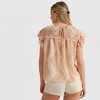Knit & Lounge Women’s Smocked Flutter Sleeve Top Soft Woven Fabric Floral Pattern Ruffle Trim Detail Lightweight - 4 of 4
