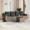 vidaXL 5 Piece Patio Sofa Set with Cushions - Gray Poly Rattan - 2 of 4