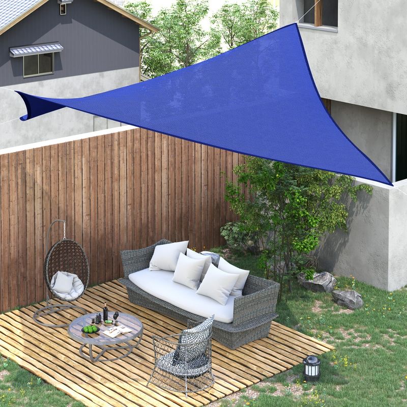 Outsunny 20' x 16' Sun Shade Sail Rectangle Sail Shade Canopy for Outdoor Patio Deck Yard, Blue, 3 of 8
