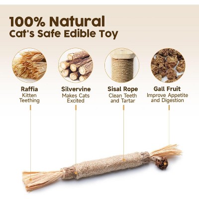 3 Pack Natural Silvervine Sticks Cat Toys, Catmint Silvervine Blend Sticks, Catnip Kittens Chew Toys Teeth Cleaning