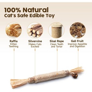 3 Pack Natural Silvervine Sticks Cat Toys, Catmint Silvervine Blend Sticks, Catnip Kittens Chew Toys Teeth Cleaning - 1 of 4