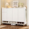 MAYEERTY Sleek Contemporary Shoe Cabinet with Adjustable Shelves, Solid Wood Legs Storage Sideboard, White - 2 of 4