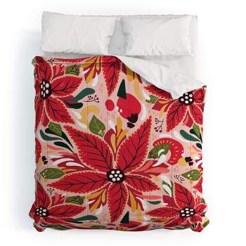 Avenie Abstract Floral Poinsettia Red Comforter + Pillow Sham(s) - Deny Designs