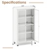Costway Storage Cabinet with Wheels & 2 Translucent Doors Adjustable Shelves Sideboard 31.5" x 14.5" x 58" - 3 of 4