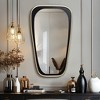 LuxenHome 30-Inch Tall Oblong Slim Black with Gold Iron Metal Frame Wall Mirror - 4 of 4