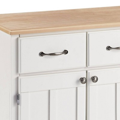 Elegant Homestyles White Hardwood Buffet with Sleek Wood Top