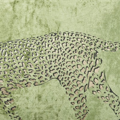 Lime Green and Gold Leopard Print Rectangular Throw Pillow