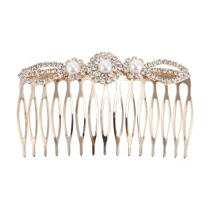Unique Bargains Women's Faux Pearl Floral Insertion Tool Gold Tone 1 Pc - 1 of 3