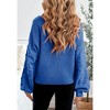 Girls Pullover Sweater Cable Knit Soft Comfy Sweater for Girls Crew Neck Sweater Puff Sleeve Ribbed Knit Cuff - 2 of 4