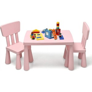 Costzon Kids Table and Chair Set, 3-Piece Plastic Activity Table for Toddlers, Reading, Drawing, Arts & Crafts, Easy-Clean Playroom Furniture (Pink) - 1 of 4