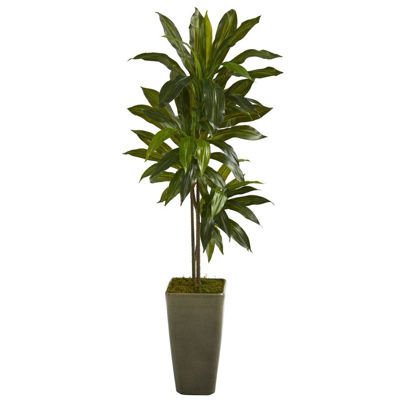 Nearly Natural 4.5-ft Dracaena Artificial Plant in Green Planter (Real Touch), 1 of 4