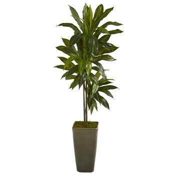 Nearly Natural 4.5-ft Dracaena Artificial Plant in Green Planter (Real Touch)