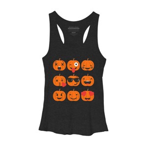 Women's Design By Humans Halloween Pumpkins Emoji By honeytree Racerback Tank Top - 1 of 3