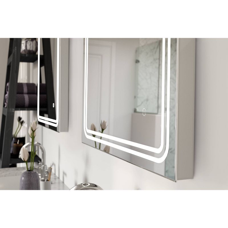 Single Frameless Dimmable LED Wall Mirror with Anti Fog Glass - Tosca, 3 of 6