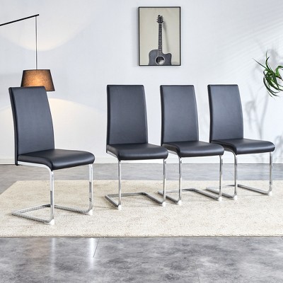 4 sets Modern dining chairs, PU faux leather backrest cushioned edge chairs, suitable for dining, kitchen, terrace, club guest office chairs