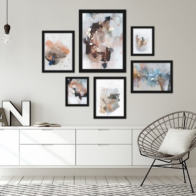 (set Of 6) Framed Prints Gallery Wall Art Set Contemporary Abstract ...