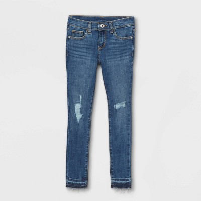 Girls' Distressed Skinny Mid-Rise Jeans - art class™ Medium Wash