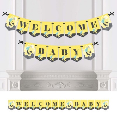 Big Dot of Happiness Honey Bee - Baby Shower Bunting Banner - Party Decorations - Welcome Baby