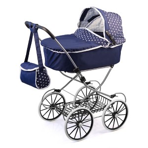 Bayer Design Dolls: Classic Deluxe Pram - Blue &White - Includes Shoulder Bag - 1 of 4