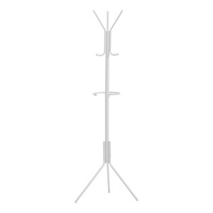 Monarch Specialties Coat Rack Hall Tree Free Standing Hanging Bar 6 Hooks Entryway 68InchH Bedroom Metal White Contemporary Modern - 1 of 4