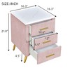 Upholstered Wooden Nightstand, Bedside Table with 3 Drawers and Metal Legs&Handles-ModernLuxe - 3 of 4