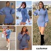 EXLURA Women's Mock Neck Ribbed Long Sleeve Bodycon Pullover Cute Mini Sweater Dress - 2 of 4