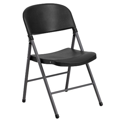 Black Metal Armless Folding Reception Chairs, Set of 2