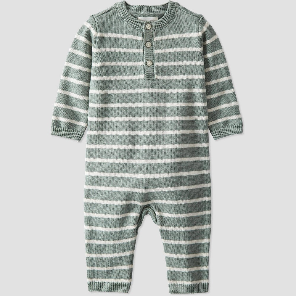 Little Planet by Carter's Organic️ Baby Striped Sweater Knit Romper - Green Newborn