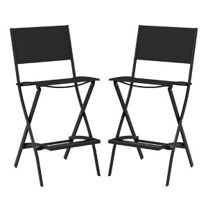 Resenkos Counter Bar Stools Set, Counter Stool Set,Folding Bar Stools Set of 2 Backrest Humanized Footrest-Black - 1 of 4