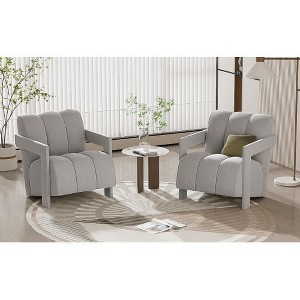 CAVINAS Ergonomics Accent Chair with Reclined Seat,Set of 1/2,Luxury Armchair with L-Shaped Armrest,Minimalist Lounge Chair for Living Room - 1 of 4