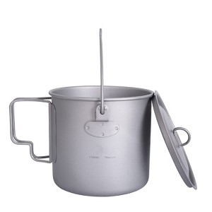 Itopfox Titanium Mug Camping Cup with Lid, Ultralight Outdoor Travel Tableware, Foldable Handle, Picnic Backpacking Trekking Portable Drinkware - 1 of 4