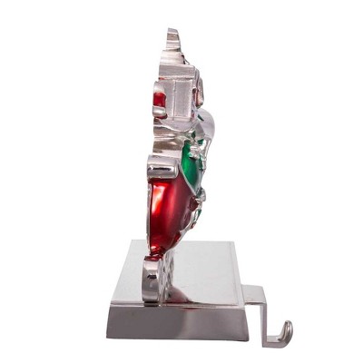 Festive Red and Green Metal Sleigh Stocking Holder