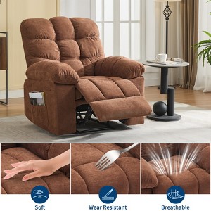 Rocking Recliner Chair with Massage and Heat Function, Ergonomic Breathable Fabric,2 Side Pockets  ,for Living Room,Bedroom - 1 of 4