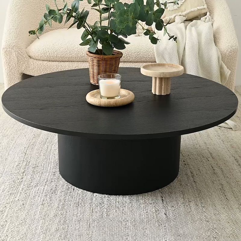 40" Dwen Manufactured Wood Foil with Grain Paper Round Coffee Table With Pedestal Base -The Pop Maison, 4 of 8